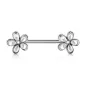 Piercing téton double fleurs blanc