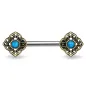 Piercing téton fleur tribale turquoise doré