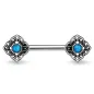 Piercing téton fleur tribale turquoise argenté