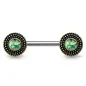 Piercing téton bouclier tribal opale verte