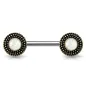 Piercing téton bouclier tribal opale blanche