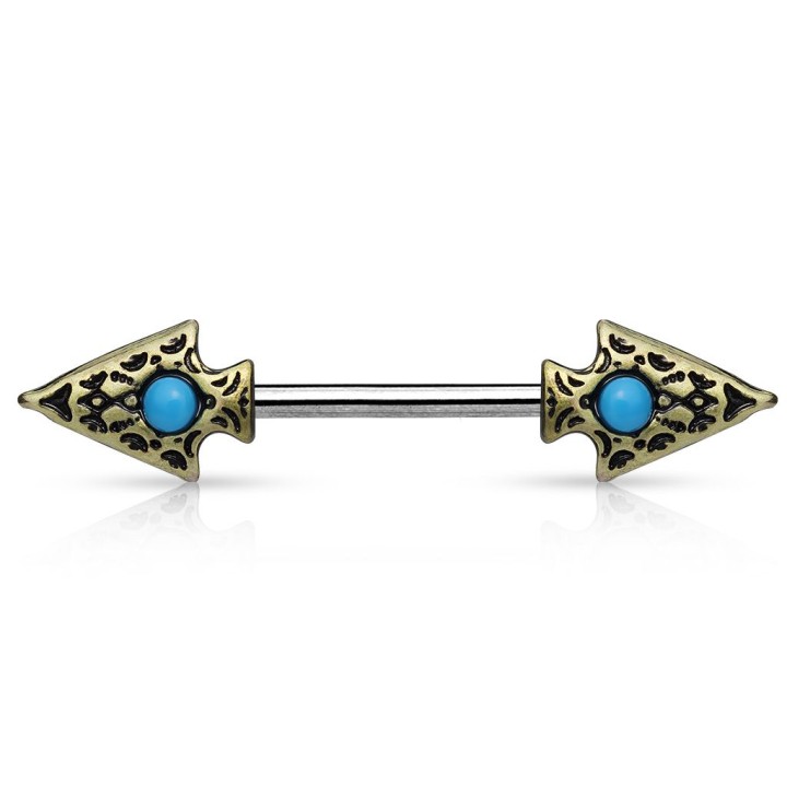 Piercing téton tribal lances doré