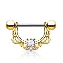 Piercing nombril filigrane plaqué or