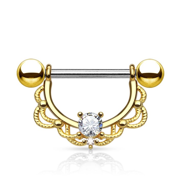 Piercing nombril filigrane plaqué or