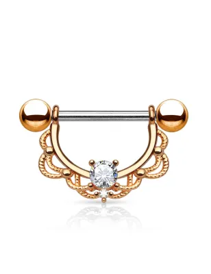Piercing nombril filigrane or rose
