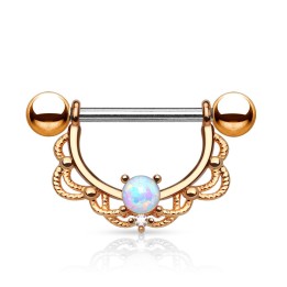 Piercing nombril filigrane opale or rose
