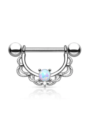 Piercing nombril filigrane opale
