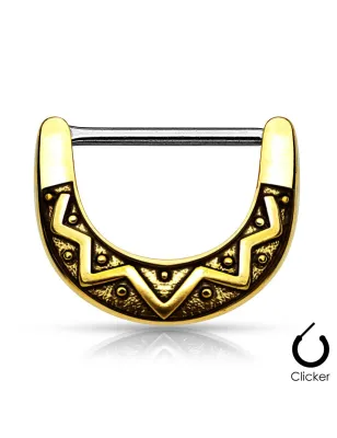 Piercing téton éventail tribal plaqué or