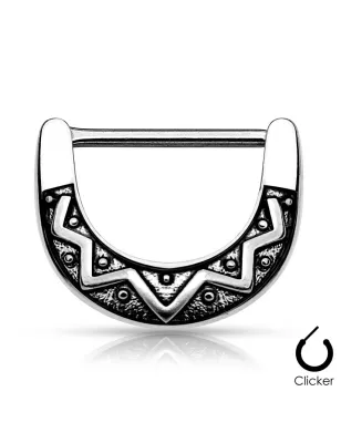 Piercing téton éventail tribal 1,2 mm argenté