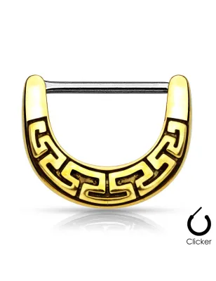 Piercing téton labyrinthe tribal 1,2 mm plaqué or