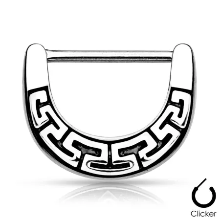 Piercing téton labyrinthe tribal 1,2 mm argenté