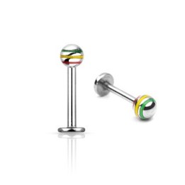 Piercing Labret Rasta Boule Acier chirurgical - Bijou Piercing Labret