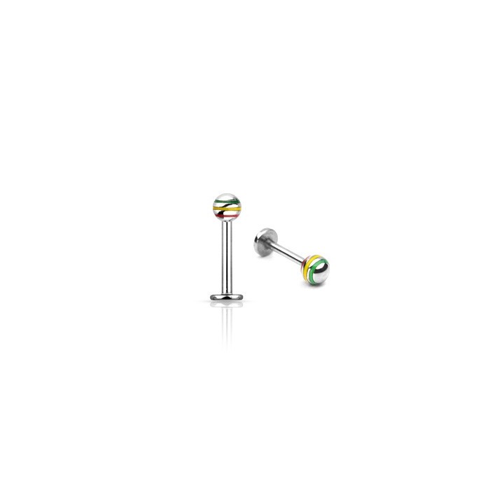 Piercing Labret Rasta Boule Acier chirurgical - Bijou Piercing Labret