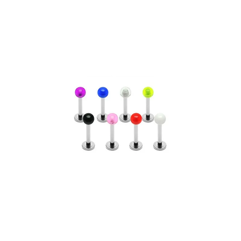Lot de 8 piercing labret avec boules acrylique claires