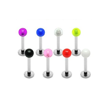 Lot de 8 piercing labret avec boules acrylique claires - Bijou Piercing Labret
