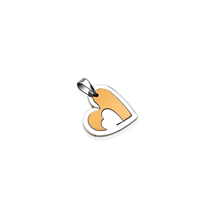 Pendentif Doubles Coeurs 2 Tons