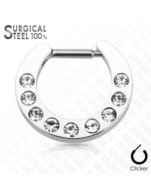 Piercing septum acier chirurgical strass blanc