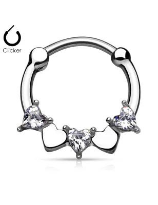 Piercing septum cœurs blanc