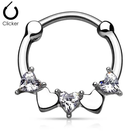 Piercing septum cœurs blanc