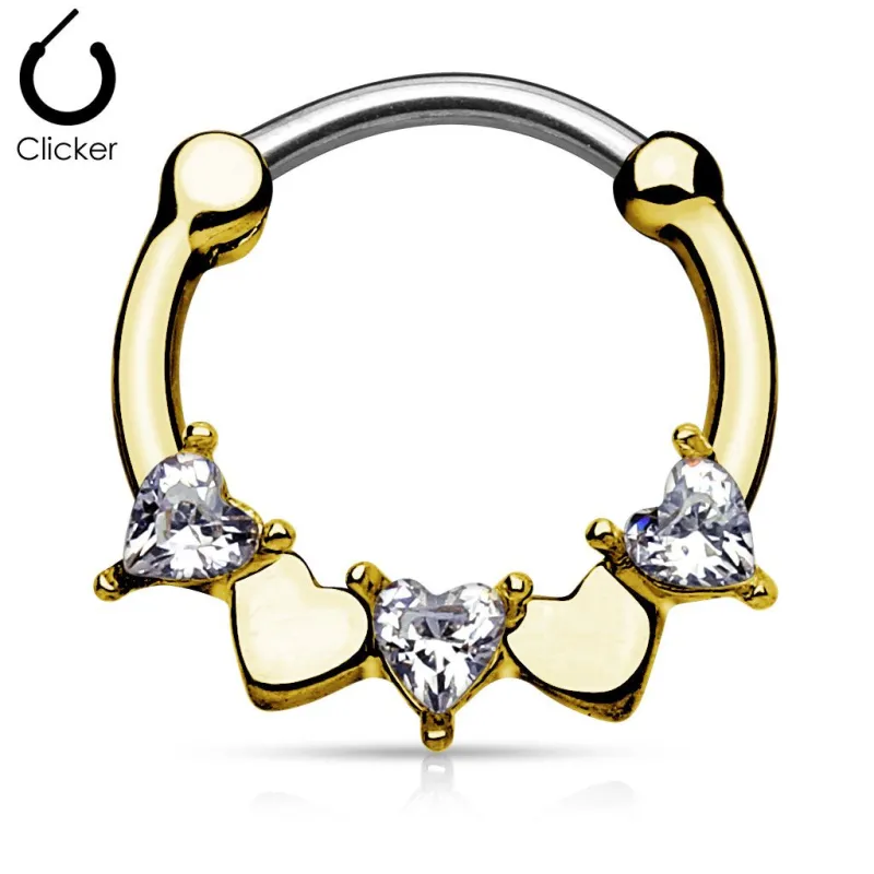 Piercing septum cœurs doré
