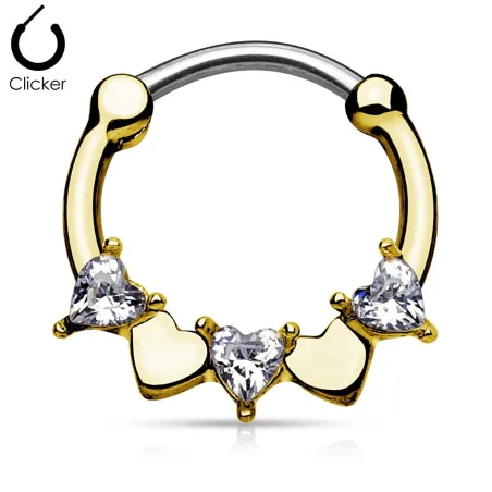 Piercing septum cœurs doré
