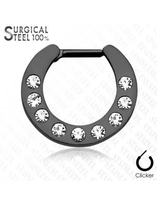 Piercing septum noir strass