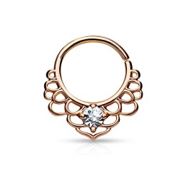 Piercing septum pliable lotus plaqué or rose