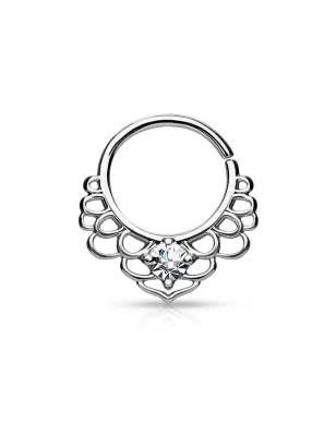 Piercing septum pliable lotus plaqué rhodium