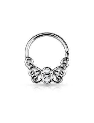 Piercing septum pliable papillon plaqué rhodium