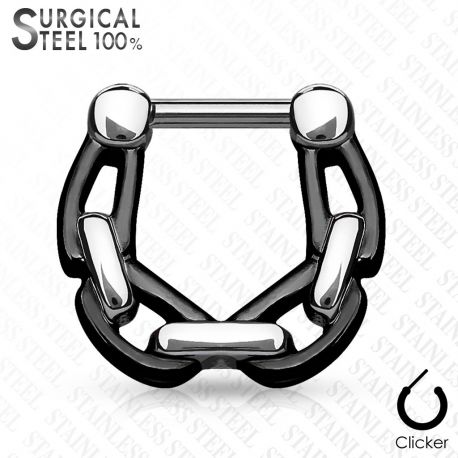 Piercing septum acier chirurgical chaines 1,6 mm noir