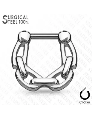 Piercing septum acier chirurgical chaines 1,6 mm argenté
