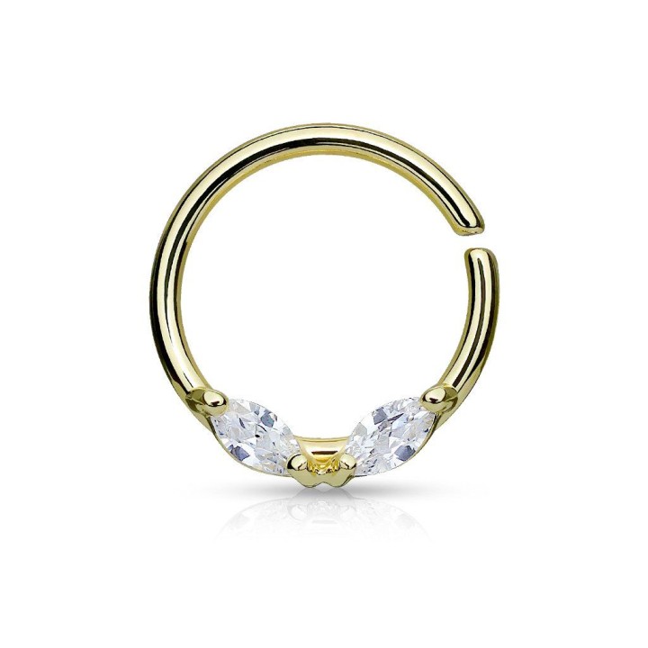 Piercing septum anneau pliable gemmes acier doré