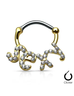 Piercing septum sexy pavé de strass doré