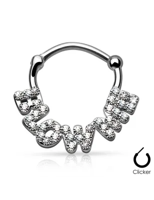 Piercing septum blow me pavé de strass argenté