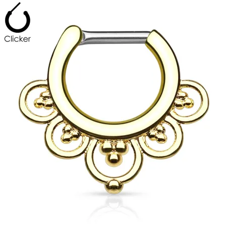 Piercing septum cercles perles 1,6 mm doré