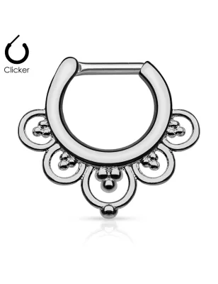 Piercing septum cercles perles 1,6 mm hématite
