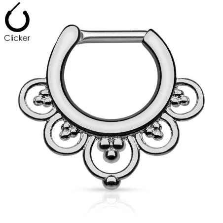 Piercing septum cercles perles 1,6 mm hématite