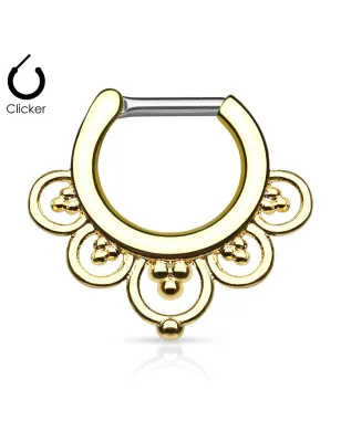 Piercing septum cercles perles 1,2 mm doré