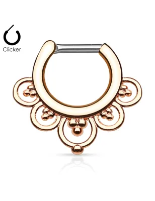 Piercing septum cercles perles 1,2 mm or rose