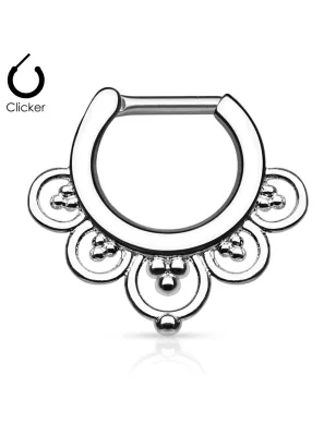 Piercing septum cercles perles 1,2 mm argenté
