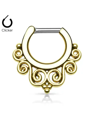 Piercing septum courbes 1,6 mm doré