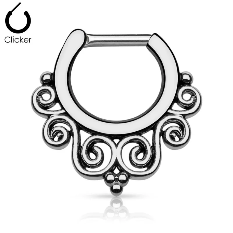 Piercing septum courbes 1,6 mm hématite