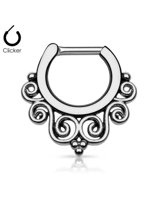 Piercing septum courbes 1,2 mm hématite