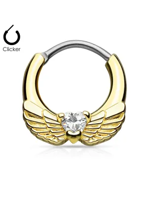 Piercing septum ailes d'ange 1,2 mm doré