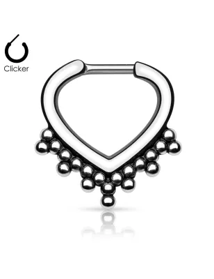 Piercing septum cœur perles 1,6 mm argenté