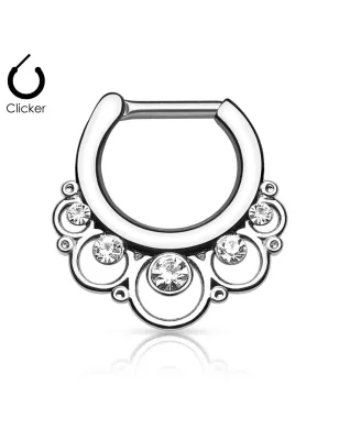 Piercing septum cercles gemmes 1.2 mm argenté