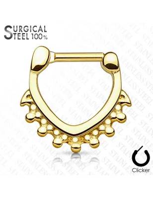 Piercing septum acier chirurgical triangle perles doré