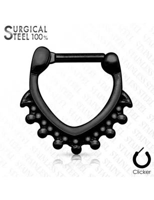 Piercing septum acier chirurgical triangle perles noir