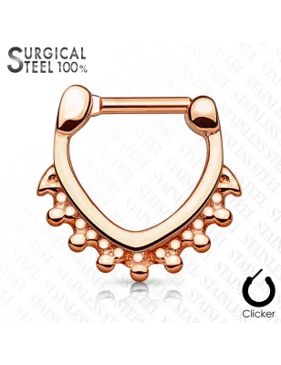 Piercing septum acier chirurgical triangle perles or rose