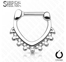 Piercing septum acier chirurgical triangle perles argenté